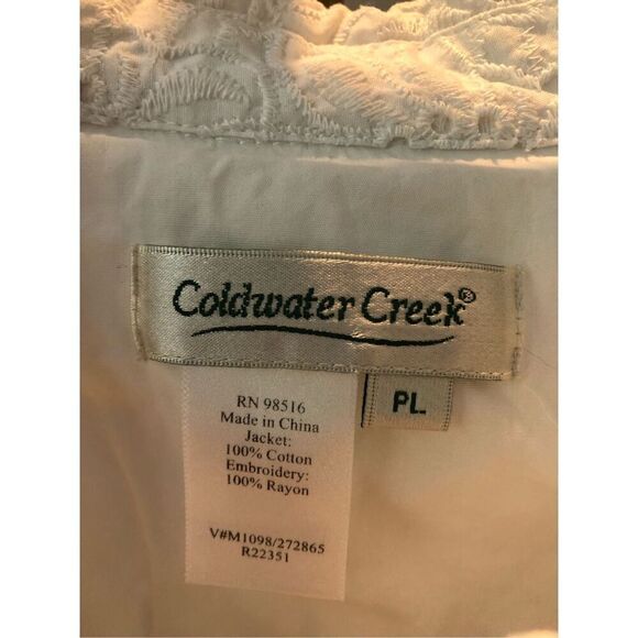 Coldwater Creek Women’s White Floral Lace Button Up Jacket Size Petite L - Picture 5 of 7